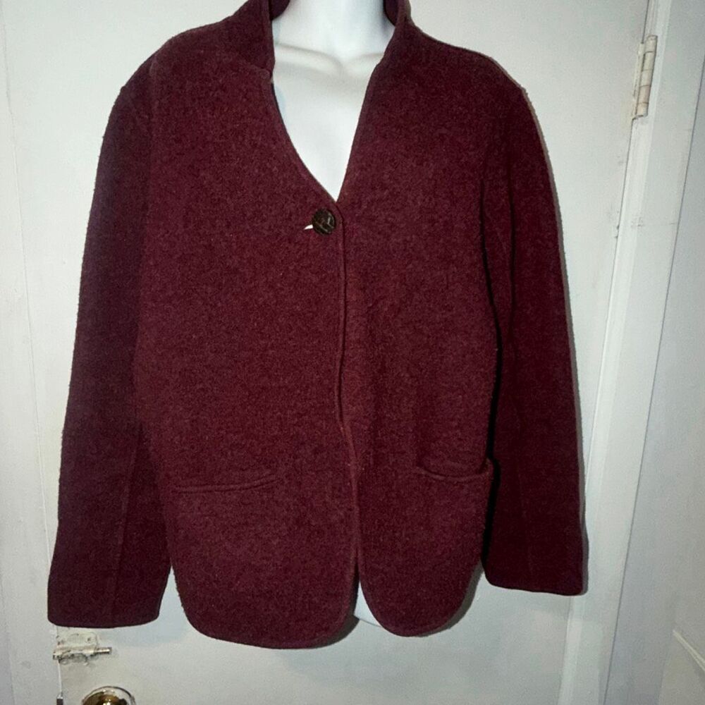 EILEEN FISHER Maroon Wool Blend 1 Button Jacket-L